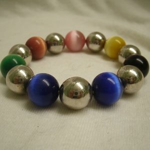 Handmade Glass Cat's Eye Bead Bracelet